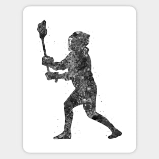 Lacrosse player black and white Sticker